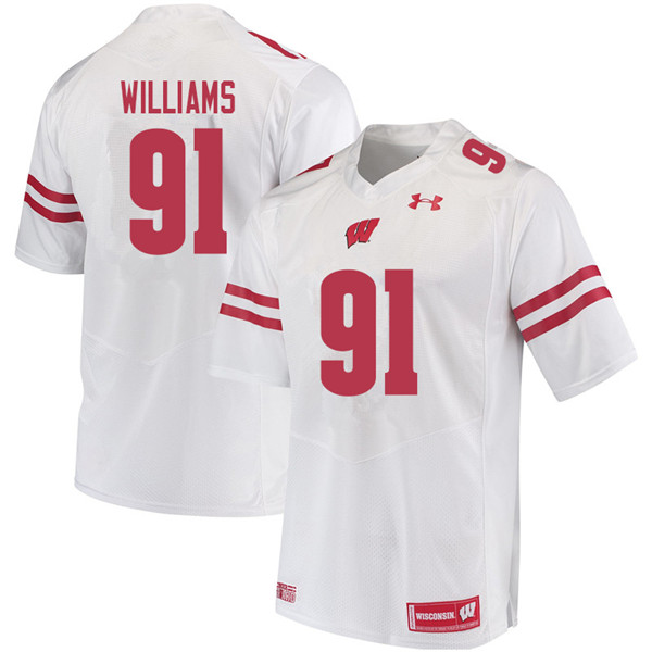 Men #91 Bryson Williams Wisconsin Badgers College Football Jerseys Sale-White